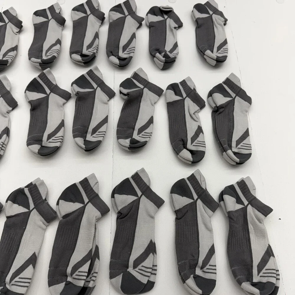 Jzy Qzn Socks Mens One Size Gray Ankle Geometric Pattern 24 Pack Everyday
